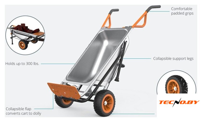 Двухколесная тачка Worx WG050 Aerocart - Изображение №8 — Интернет-Магазин TECNO.BY