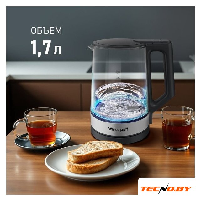 Электрический чайник Weissgauff WK 1700 EcoGlass Graphite - Изображение №14 — Интернет-Магазин TECNO.BY