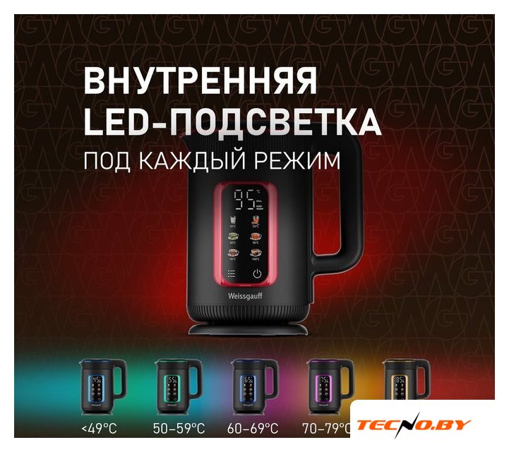 Электрический чайник Weissgauff WK 1530 Db Touch BodyCool - Изображение №26 — Интернет-Магазин TECNO.BY