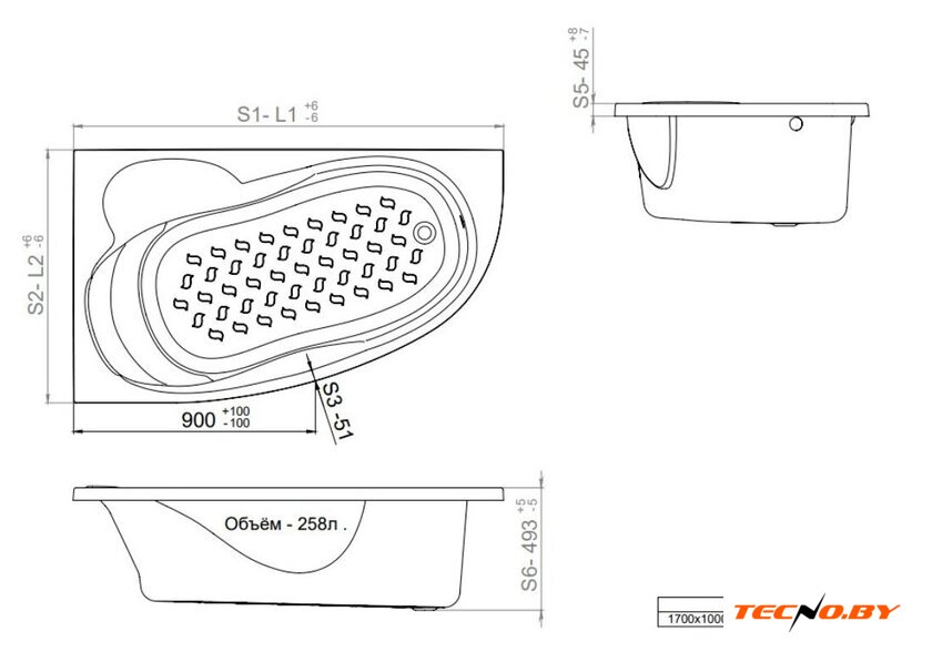 Ванна Triton Кайли гидромассажная 150x100L Стандарт - Изображение №3 — Интернет-Магазин TECNO.BY
