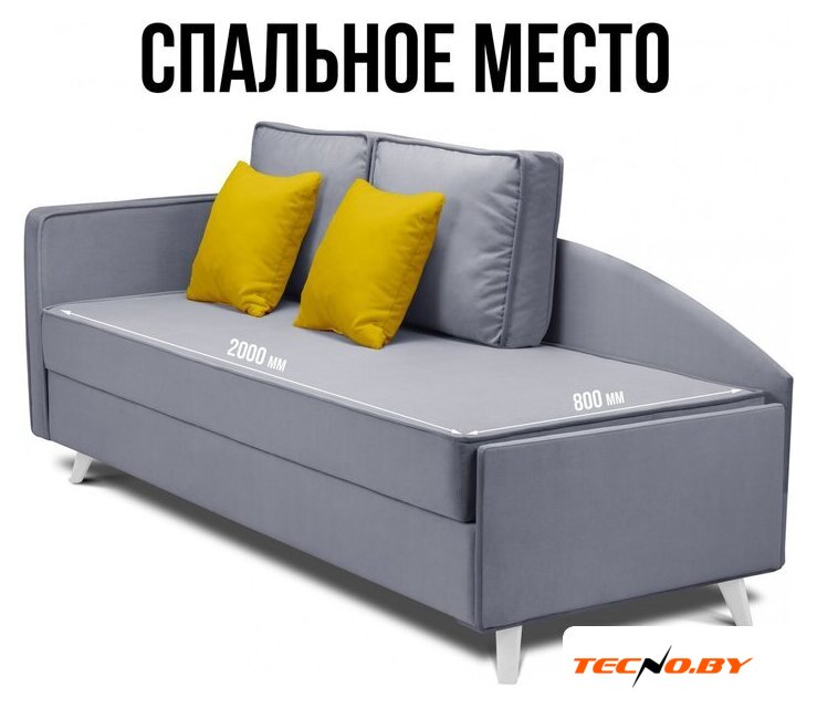 Тахта Mio Tesoro Альфа 800 левая (Velutto 12/Velutto 40/белый) - Изображение №6 — Интернет-Магазин TECNO.BY
