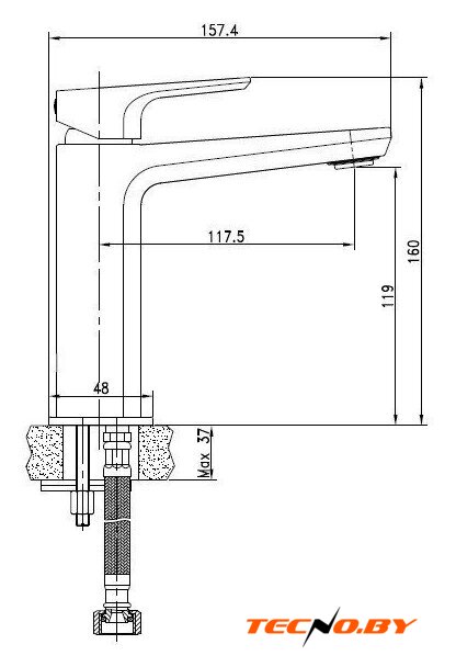 Умывальник Cersanit Carina 55В S-UM-CAR55/1 + 63063 - Изображение №4 — Интернет-Магазин TECNO.BY