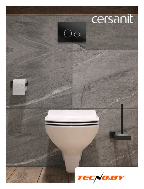 Унитаз подвесной Cersanit Carina New Clean On с инстал. Link Pro (с кнопкой Twins 64117 стекло черный) - Изображение №16 — Интернет-Магазин TECNO.BY
