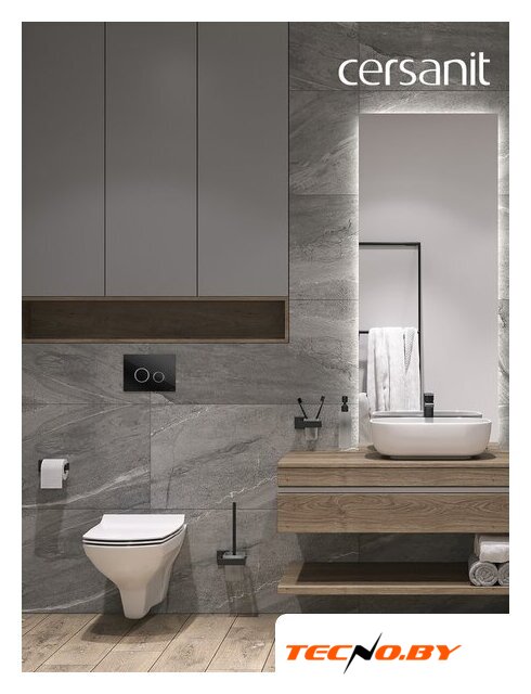 Унитаз подвесной Cersanit Carina New Clean On с инстал. Link Pro (с кнопкой Twins 64117 стекло черный) - Изображение №15 — Интернет-Магазин TECNO.BY