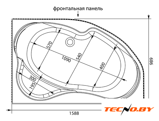 Ванна Aquanet Capri 160x100 R - Изображение №5 — Интернет-Магазин TECNO.BY