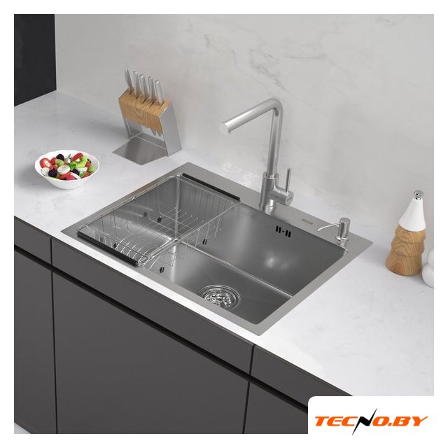 Кухонная мойка ARFEKA ECO AR мойка 600*500, коландер F, дозатор SATIN DECOR VOLCANIC - Изображение №1 — Интернет-Магазин TECNO.BY