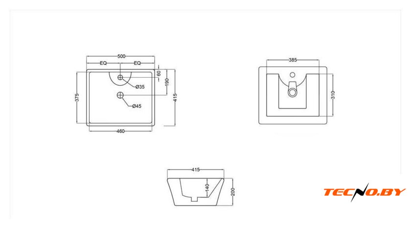 Умывальник Jaquar Fonte FNS-WHT-40931 - Изображение №2 — Интернет-Магазин TECNO.BY