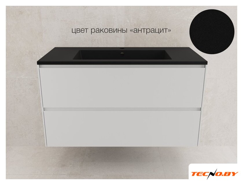  Symbolite Тумба под умывальник Лима 100 Line Plus 2 ящика (подвесная, белый матовый) - Изображение №5 — Интернет-Магазин TECNO.BY