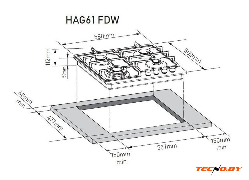 Варочная панель ZorG HAG61 FDW black - Изображение №9 — Интернет-Магазин TECNO.BY