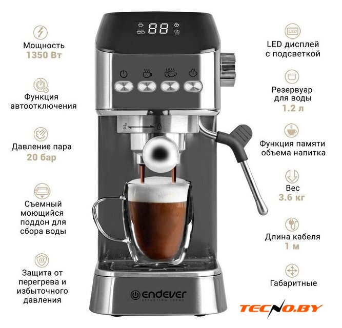 Рожковая кофеварка Endever Costa-1089 - Изображение №4 — Интернет-Магазин TECNO.BY