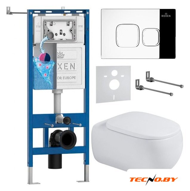 Унитаз подвесной Roxen Titan в комплекте с инсталляцией StounFix Dual Fresh 6 в 1 967219 (кнопка: хром) - Изображение №1 — Интернет-Магазин TECNO.BY