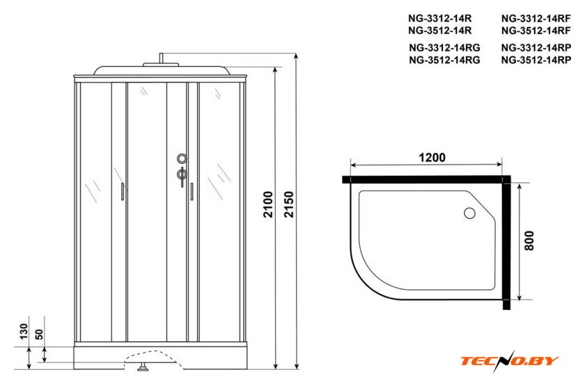 Душевая кабина Niagara NG-3512-14RP 120x80 - Изображение №3 — Интернет-Магазин TECNO.BY