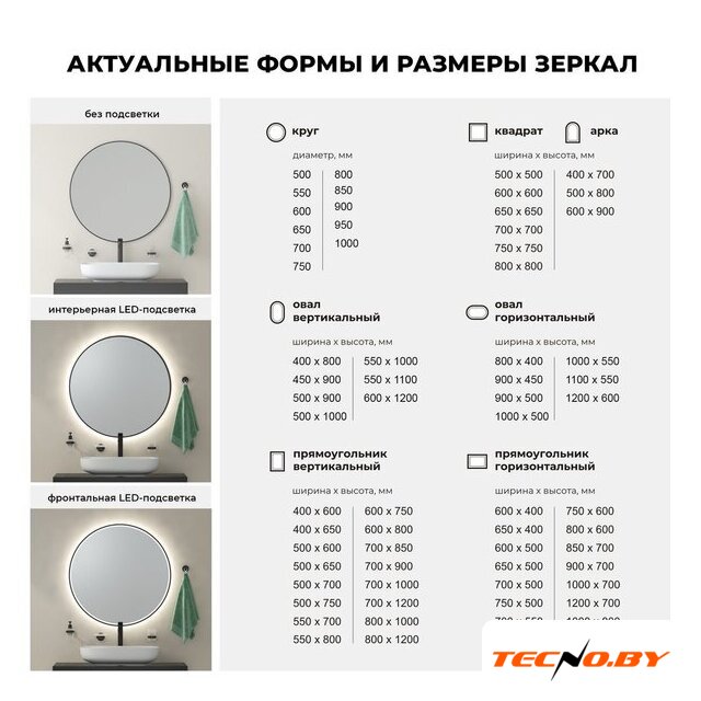  Wellsee Зеркало с фронтальной LED-подсветкой 7 Rays' Spectrum 172202030, 55 x 110 см (с сенсором и регулировкой яркости освещения) - Изображение №7 — Интернет-Магазин TECNO.BY