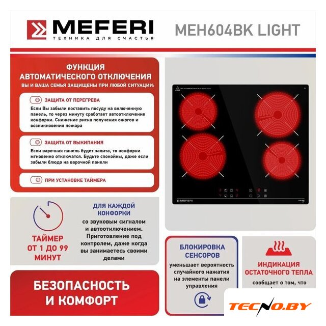 Варочная панель Meferi MEH604BK Light - Изображение №7 — Интернет-Магазин TECNO.BY