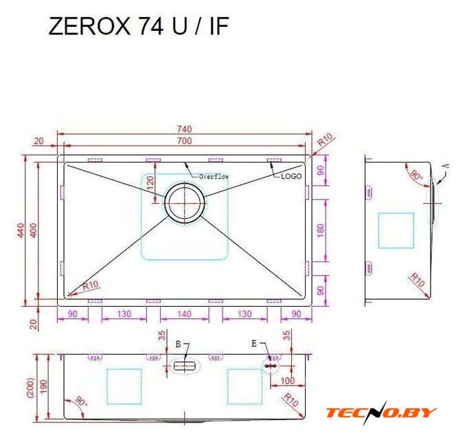 Кухонная мойка ZorG Zerox 74 U / IF PVD Gold - Изображение №4 — Интернет-Магазин TECNO.BY