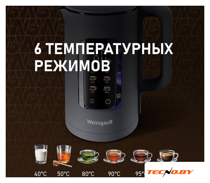 Электрический чайник Weissgauff WK 1500 Dt Touch BodyCool - Изображение №6 — Интернет-Магазин TECNO.BY