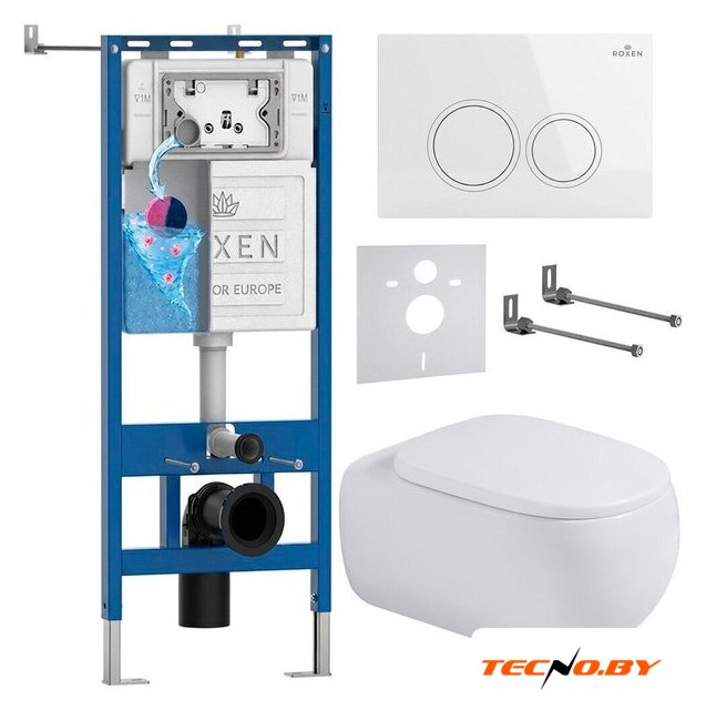 Унитаз подвесной Roxen Titan в комплекте с инсталляцией StounFix Dual Fresh 6 в 1 967216 (кнопка: белая) - Изображение №1 — Интернет-Магазин TECNO.BY