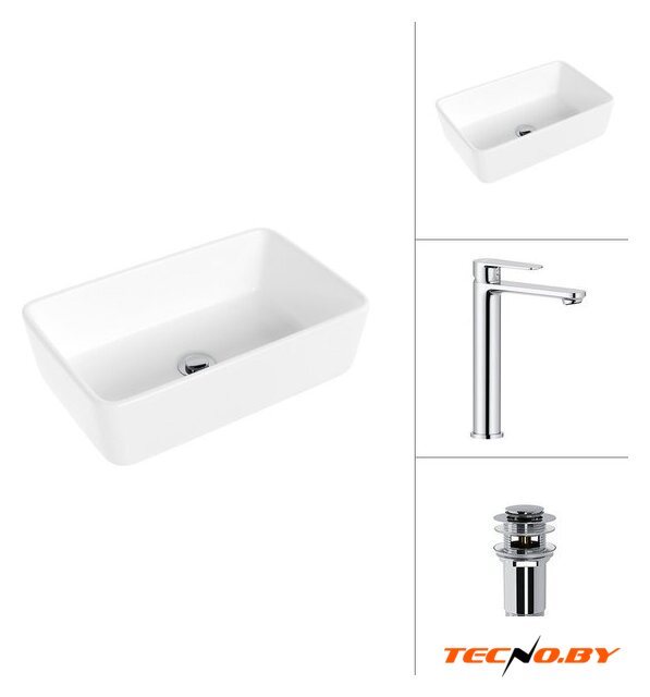 Умывальник Lauter 21674A + Moon 21СK81691C с донным клапаном 21190CH (хром) - Изображение №1 — Интернет-Магазин TECNO.BY