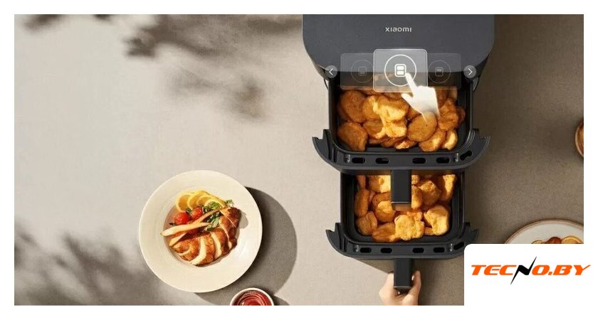 Аэрогриль (аэрофритюрница) Xiaomi Smart Double Stack Air Fryer 12L MAF-DS1201 (евровилка, черный) - Изображение №3 — Интернет-Магазин TECNO.BY