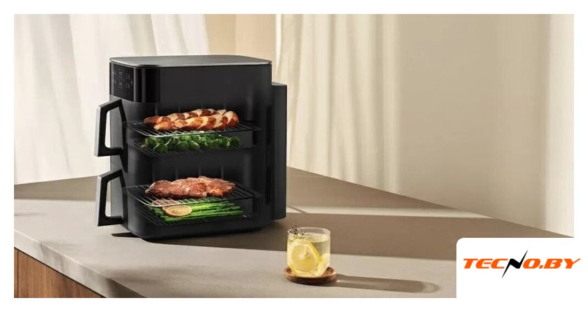 Аэрогриль (аэрофритюрница) Xiaomi Smart Double Stack Air Fryer 12L MAF-DS1201 (евровилка, черный) - Изображение №4 — Интернет-Магазин TECNO.BY