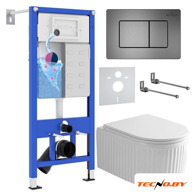 Унитаз подвесной Roxen Royal Matt в комплекте с инсталляцией StounFix Dual Fresh 6 в 1 968290 (кнопка: оружейная сталь) - Изображение №1 — Интернет-Магазин TECNO.BY