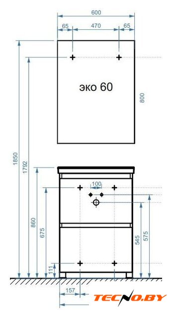  Belux Тумба под умывальник Киото Н 60-02 (1, белый глянцевый) - Изображение №6 — Интернет-Магазин TECNO.BY