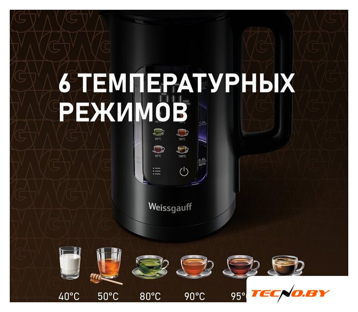 Электрический чайник Weissgauff WK 1500 Db Touch BodyCool - Изображение №6 — Интернет-Магазин TECNO.BY