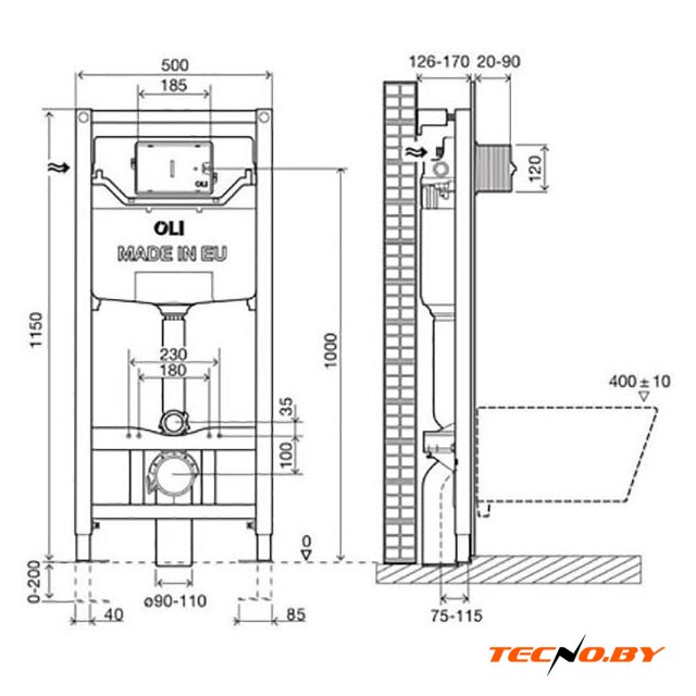Инсталляция для унитаза OLI 885055+093399 - Изображение №3 — Интернет-Магазин TECNO.BY