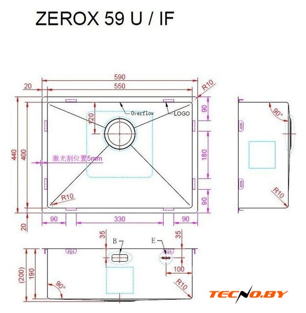 Кухонная мойка ZorG Zerox 59 U / IF Zurinox Steel - Изображение №4 — Интернет-Магазин TECNO.BY
