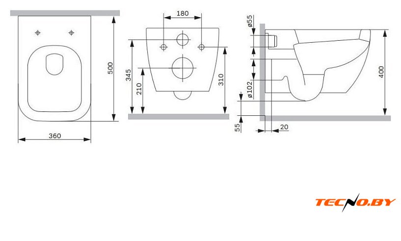 Унитаз подвесной AM.PM Gem Aquaspin C901901SC (с сиденьем) - Изображение №12 — Интернет-Магазин TECNO.BY