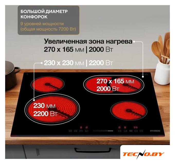 Варочная панель Hyundai HHE 6673 BG - Изображение №3 — Интернет-Магазин TECNO.BY