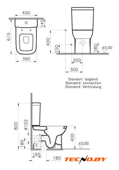 Унитаз напольный Vitra S20 5512B003-0092 - Изображение №3 — Интернет-Магазин TECNO.BY