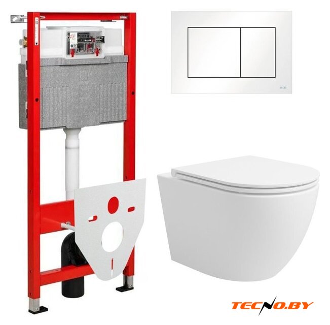 Унитаз подвесной Lauter Vortex 2110830 + TECE Kit 9400413 с кнопкой (белый) - Изображение №1 — Интернет-Магазин TECNO.BY