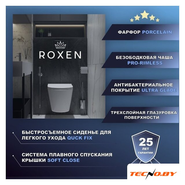Унитаз подвесной Roxen Antares Tornado Long 530205-01GM-L - Изображение №4 — Интернет-Магазин TECNO.BY
