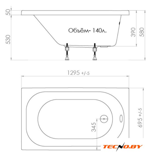 Ванна Triton Стандарт 130x70 (с ножками, экраном и сифоном) - Изображение №7 — Интернет-Магазин TECNO.BY