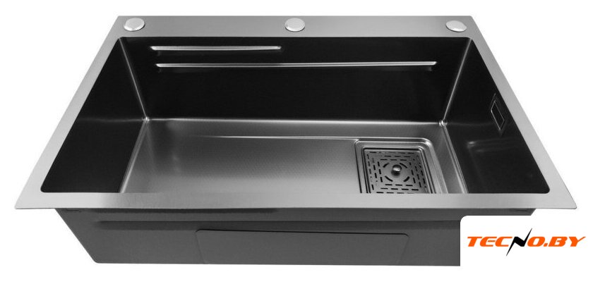 Кухонная мойка Stellar Decor S7045NB-A-D (нано черный, c доской) - Изображение №4 — Интернет-Магазин TECNO.BY