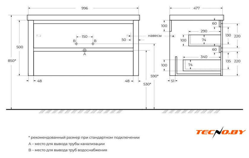  Cezares Тумба под умывальник RELAX-1000-2C-SO-SAT-P - Изображение №10 — Интернет-Магазин TECNO.BY