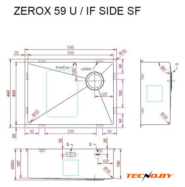 Кухонная мойка ZorG Zerox 59 U / IF Side SF PVD Gunblack - Изображение №4 — Интернет-Магазин TECNO.BY