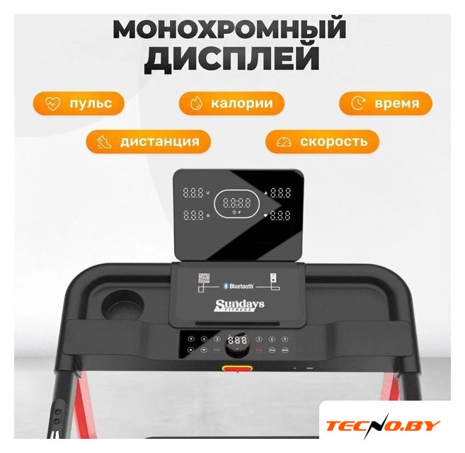 Электрическая беговая дорожка Sundays Fitness Middle Line T7F Plus (черный/красный) - Изображение №2 — Интернет-Магазин TECNO.BY