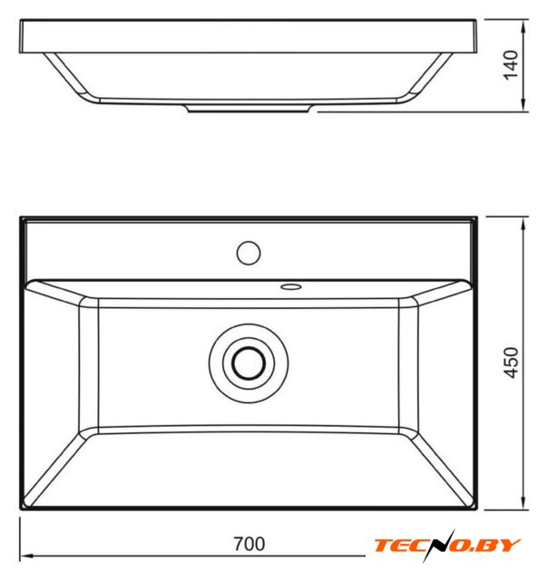 Умывальник Symbolite Asti 70x45 - Изображение №2 — Интернет-Магазин TECNO.BY