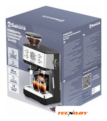 Рожковая кофеварка Sakura SA-6122 - Изображение №2 — Интернет-Магазин TECNO.BY
