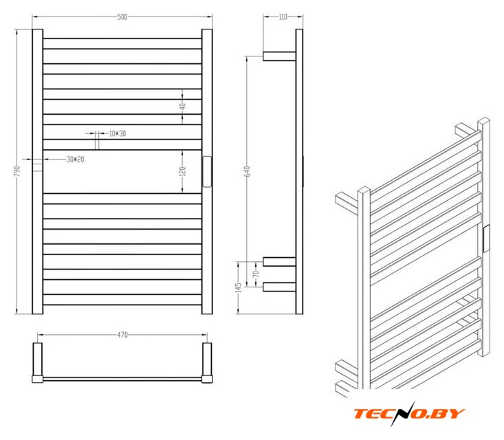 Полотенцесушитель Roxen Plaza 11040-5079GM - Изображение №10 — Интернет-Магазин TECNO.BY