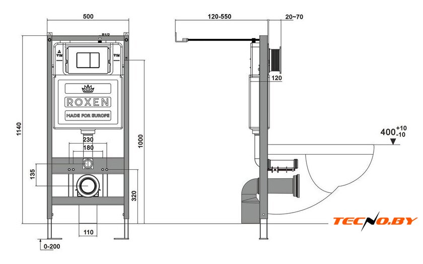 Инсталляция для унитаза Roxen StounFix Dual Fresh 710200 с удлиненными креплениями в комплекте и встр. контейнером для гигиенических таблеток (аромадозатор) - Изображение №10 — Интернет-Магазин TECNO.BY