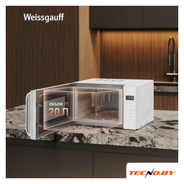 Микроволновая печь Weissgauff MWO-430 White Glass - Изображение №4 — Интернет-Магазин TECNO.BY