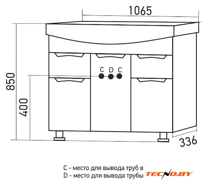  Mixline Тумба под умывальник Этьен 105 542411 - Изображение №4 — Интернет-Магазин TECNO.BY
