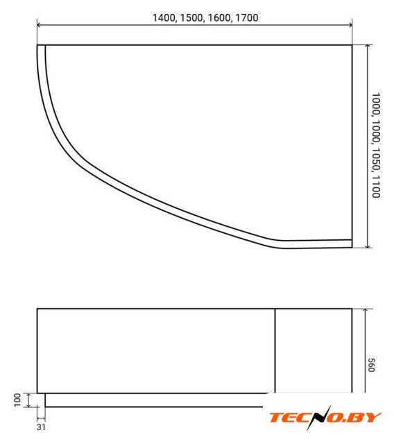 Ванна Lauter Valencia 140x95 2102140R (с каркасом) - Изображение №9 — Интернет-Магазин TECNO.BY