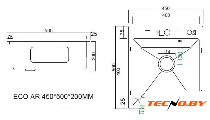 Кухонная мойка ARFEKA ECO AR 450*500 SATIN DECOR - Изображение №8 — Интернет-Магазин TECNO.BY