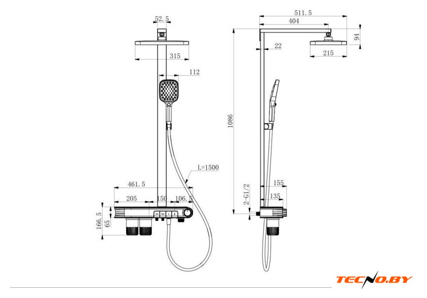 Душевая система  Roxen Bubble 500610-GM - Изображение №2 — Интернет-Магазин TECNO.BY