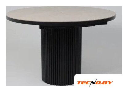 Кухонный стол Мамадома Askar round slide-116 раздвижной круглый 116-156 (bayona ivory premium cer/черный) - Изображение №5 — Интернет-Магазин TECNO.BY