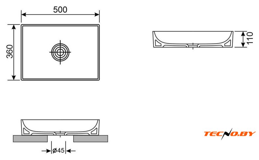 Умывальник Wellsee Pure BY Wellsee 150702000 - Изображение №4 — Интернет-Магазин TECNO.BY